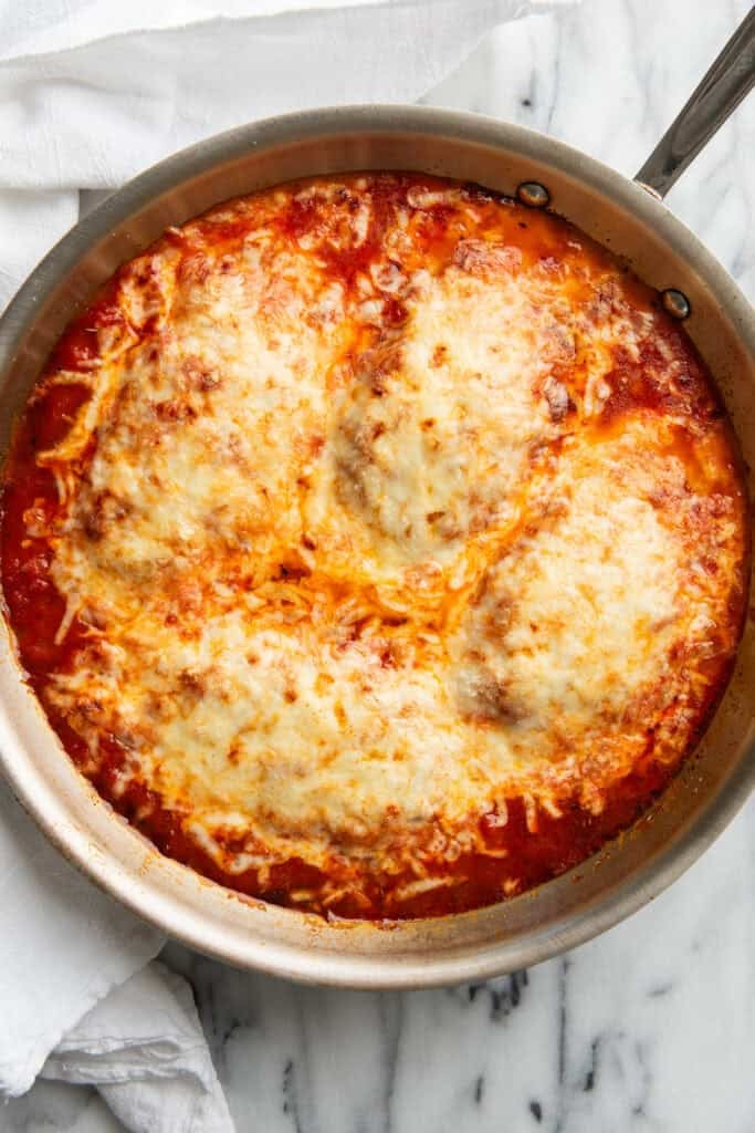 Mozzarella chicken in a pan