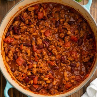 a pot of Ground Turkey Chili