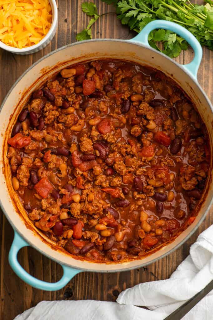 a pot of Ground Turkey Chili