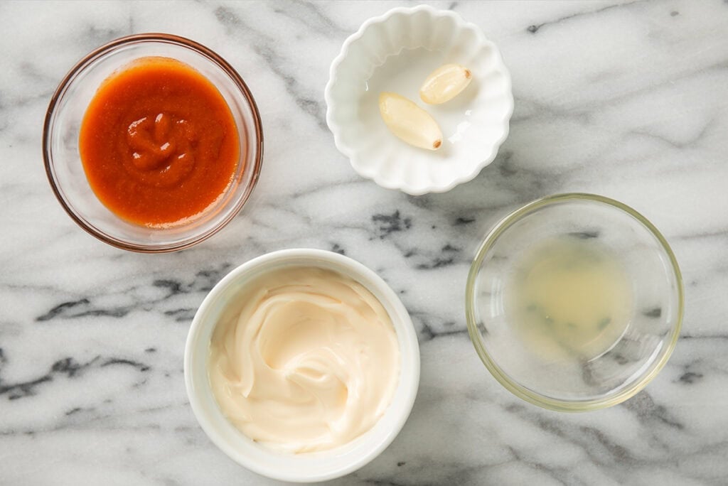 Ingredients for Sriracha aioli